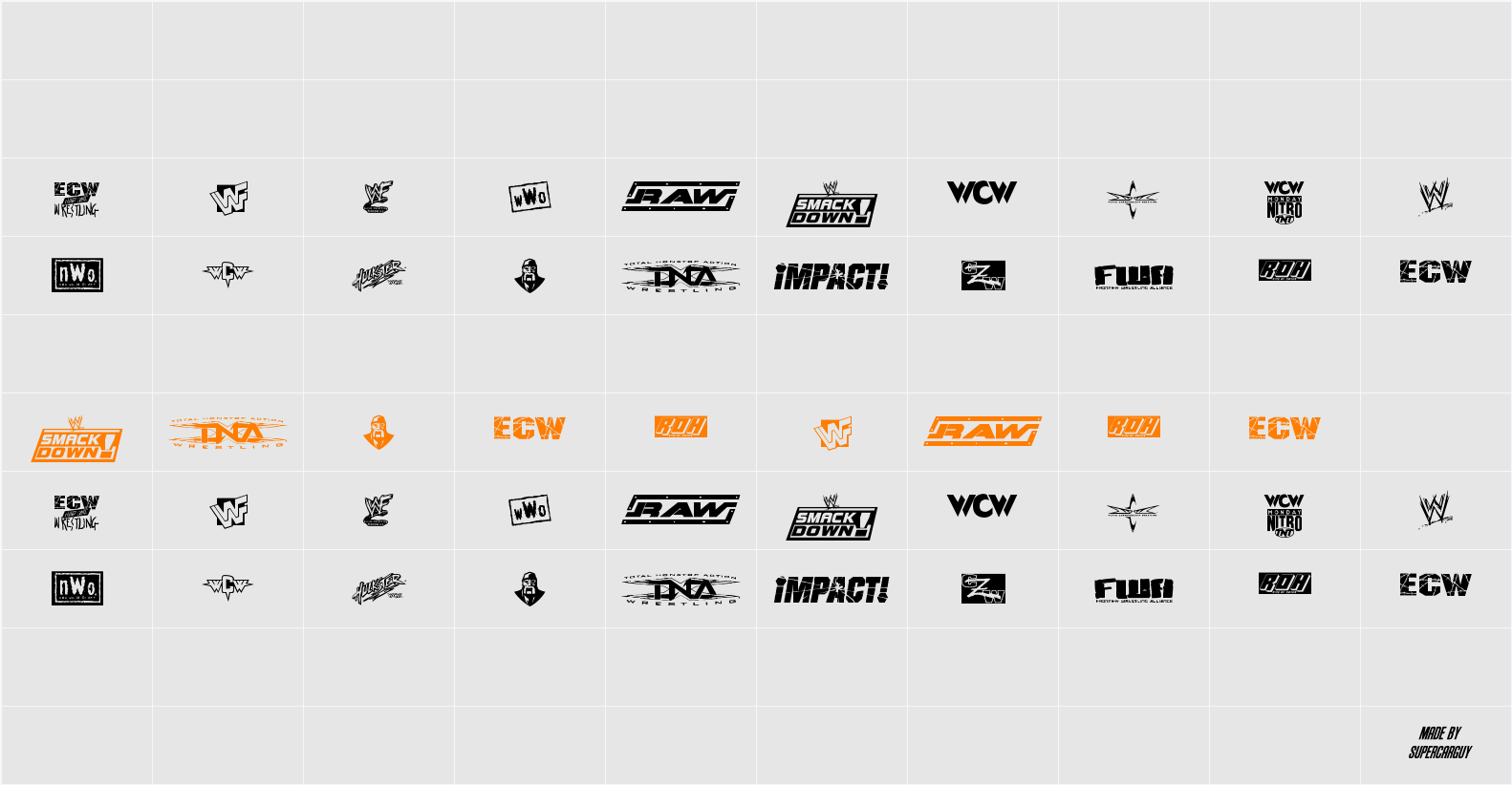 Pro Wrestling Logos Character Map