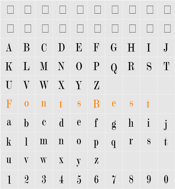 Update 20 Condensed Character Map