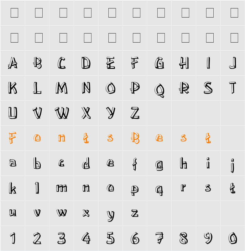 Homeboy Display SSi Character Map