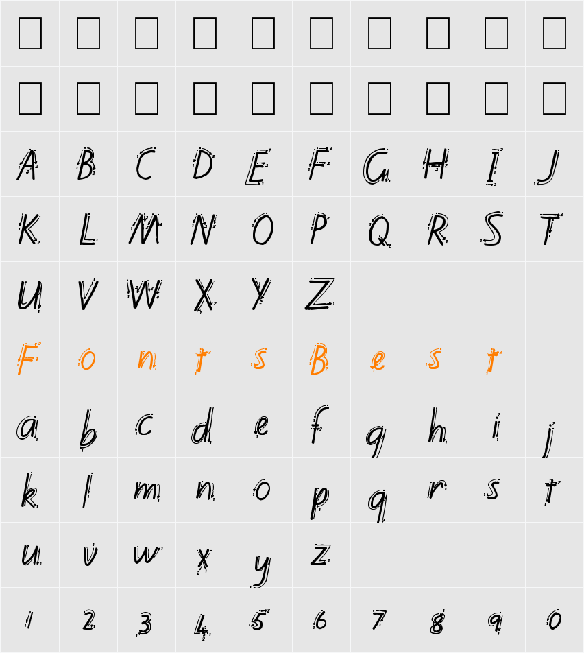 Kiwi School Handwriting with Guides Character Map