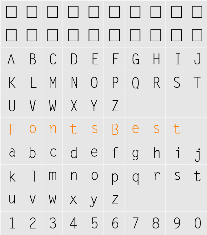 Letter Gothic Character Map