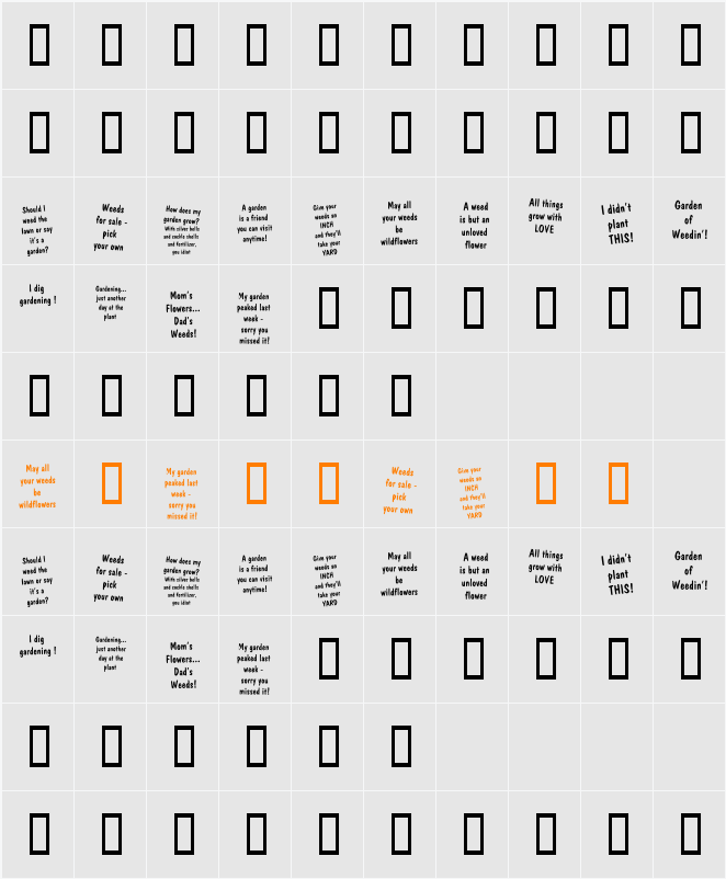 KR Gardenz Character Map