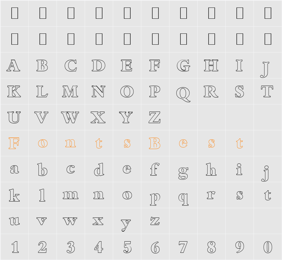 JoshuaBeckerOutline-ExtraBold Character Map