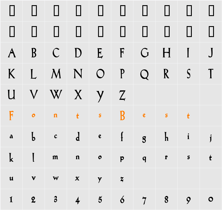 Salem-Condensed Character Map
