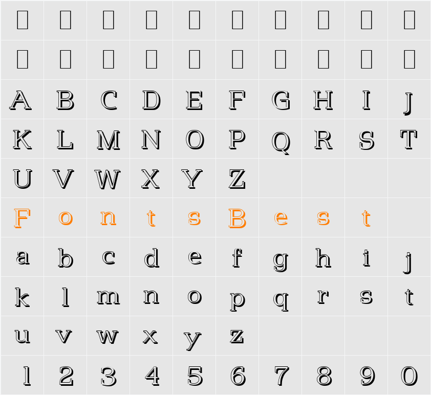 MartinBeckerShadow-Xlight Character Map