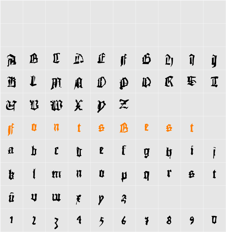DoubleBrokenTextura Character Map
