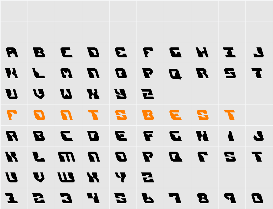 Replicant Leftalic Character Map
