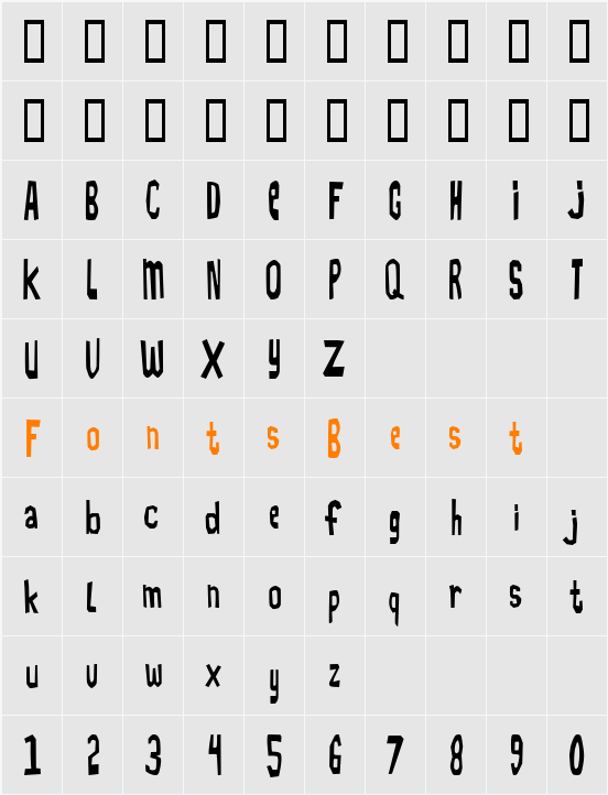 TMBFont Character Map