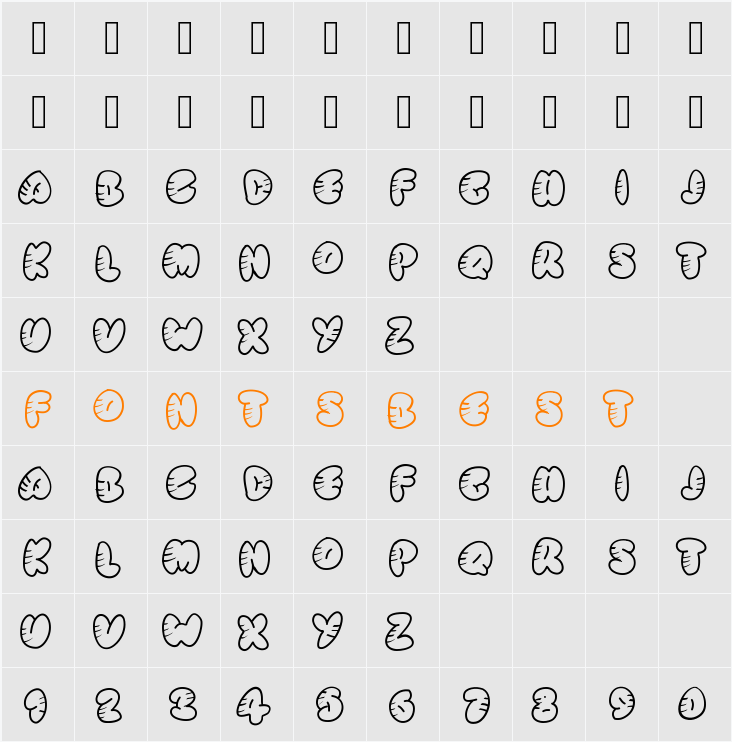 StrippedRounded Character Map