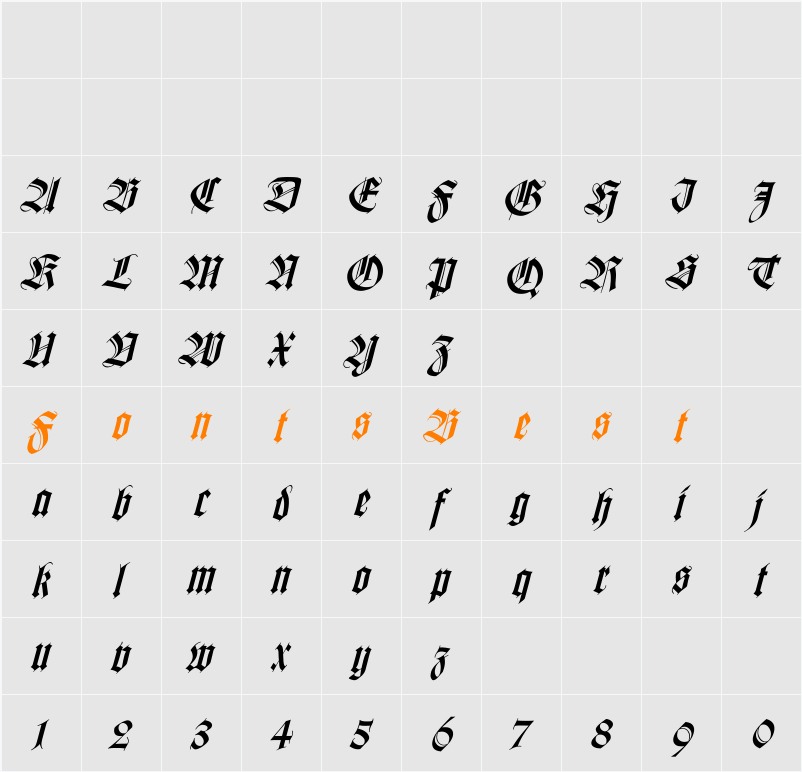 WilhelmKlingsporGotisch Italic Character Map