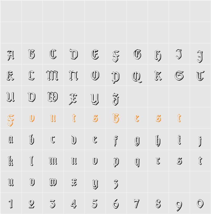 TypographerGotisch Schatten S Character Map