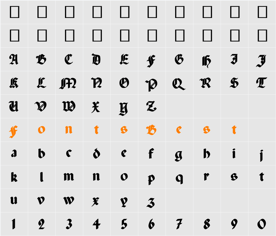 Paganini Th Bold Character Map