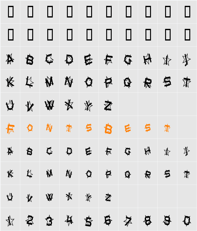 Star Dust Condensed Character Map