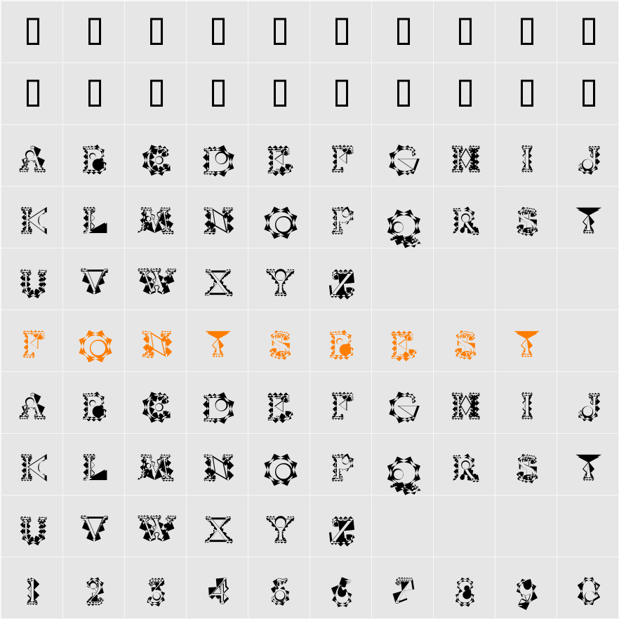 VTCrystalBalzacSplines Character Map