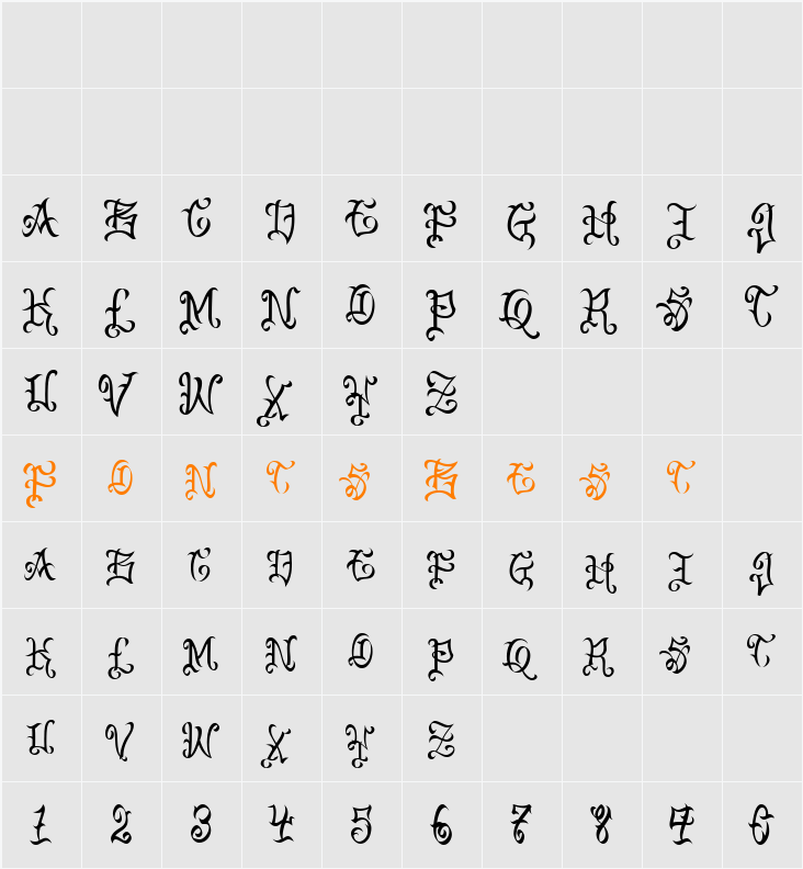 VTC-BadEnglischOne Character Map