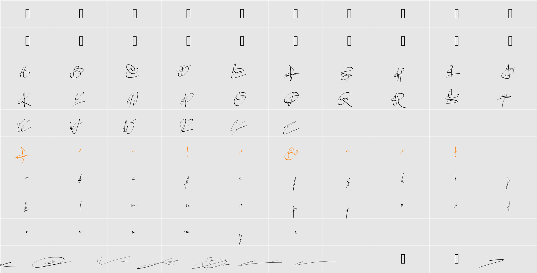 PWSignaturetwo Character Map