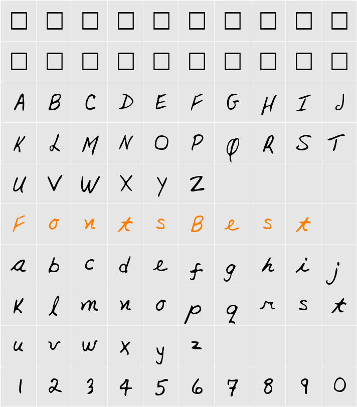 JacksHand Character Map