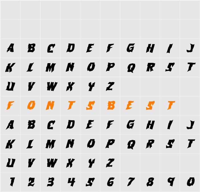 Vorvolaka Expanded Italic Character Map