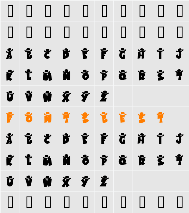 KR Western Wear 1 Character Map