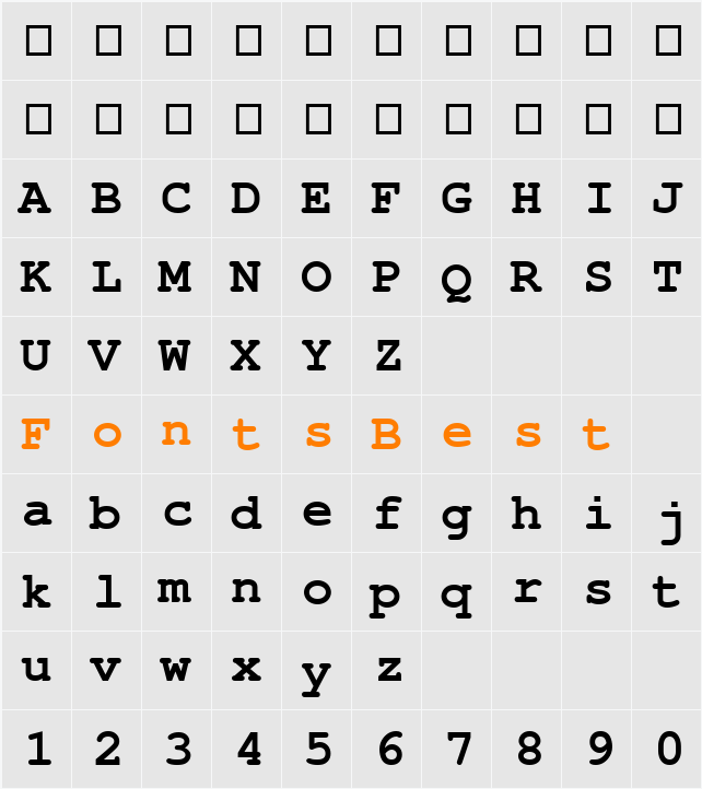NimbusMonL Character Map