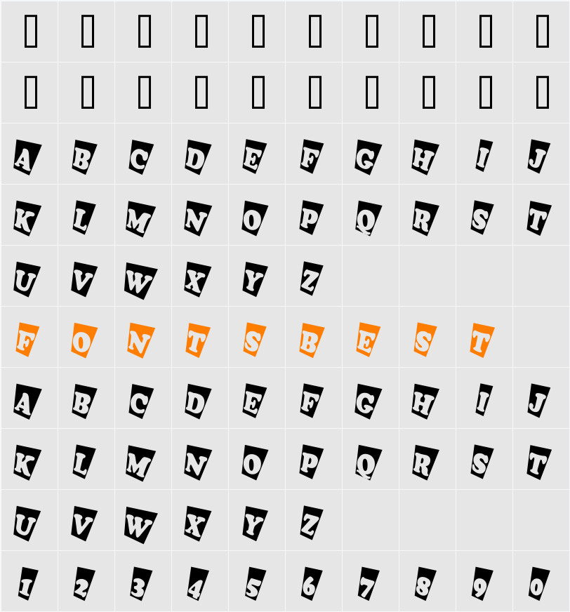 a_CooperBlackCmTw Character Map
