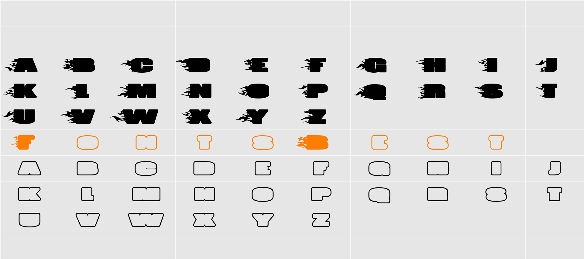 JUMBO BURN A Character Map