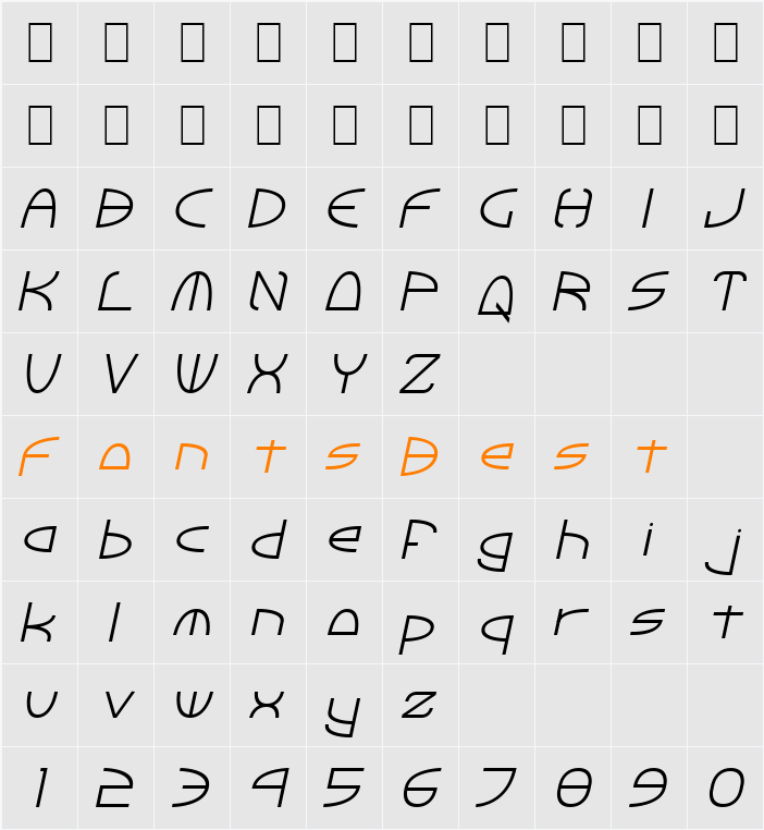 Tinker Round Italic Character Map