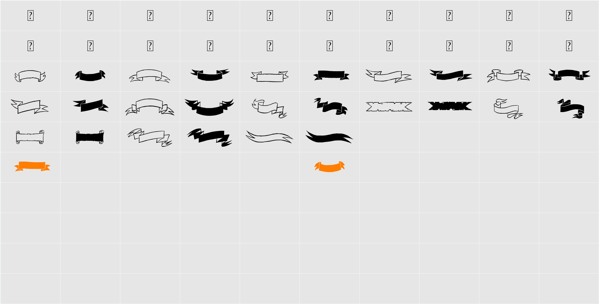 Black & White Banners Character Map