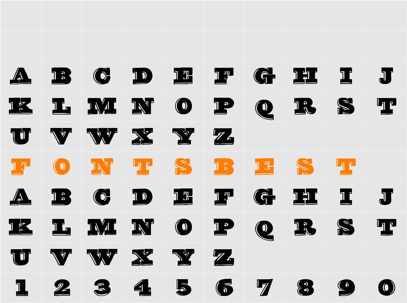 groovy font Character Map