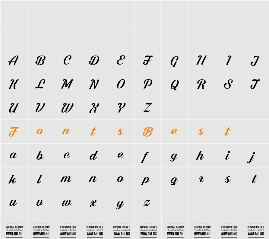 Shaded Larch PERSONAL USE ONLY Character Map