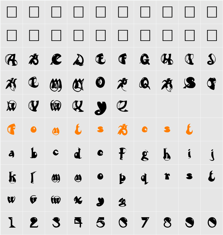 Yesfont Overlap Character Map