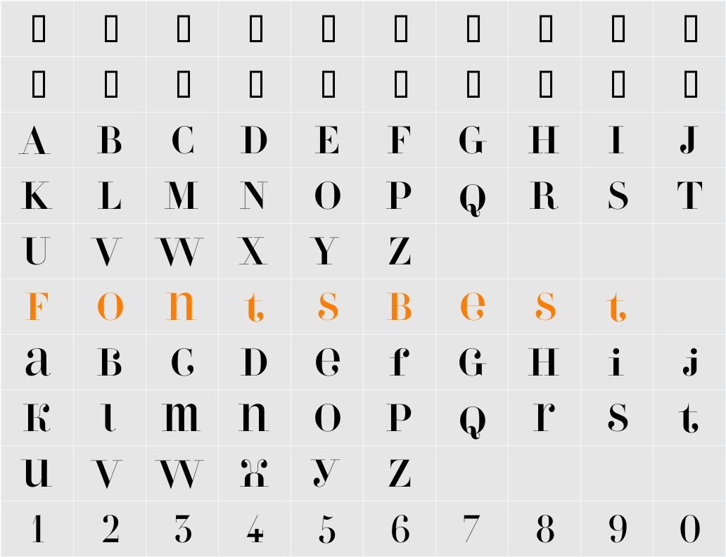PerlaRegular Character Map