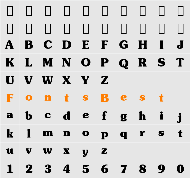SouvenirGreek Bd BT Character Map
