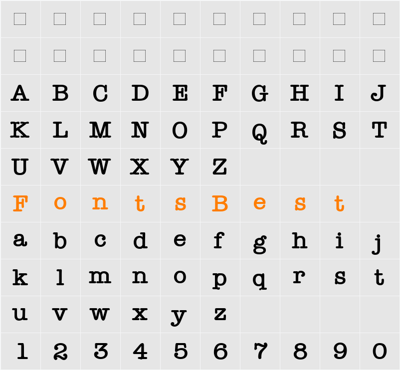 Typewriter Character Map
