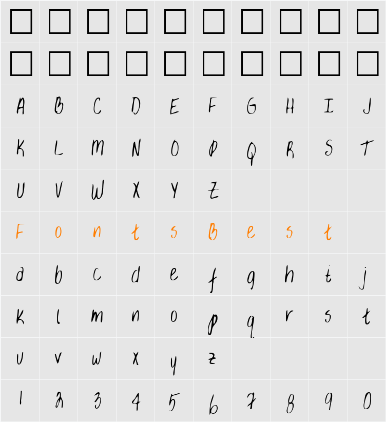 LEHN034 Character Map