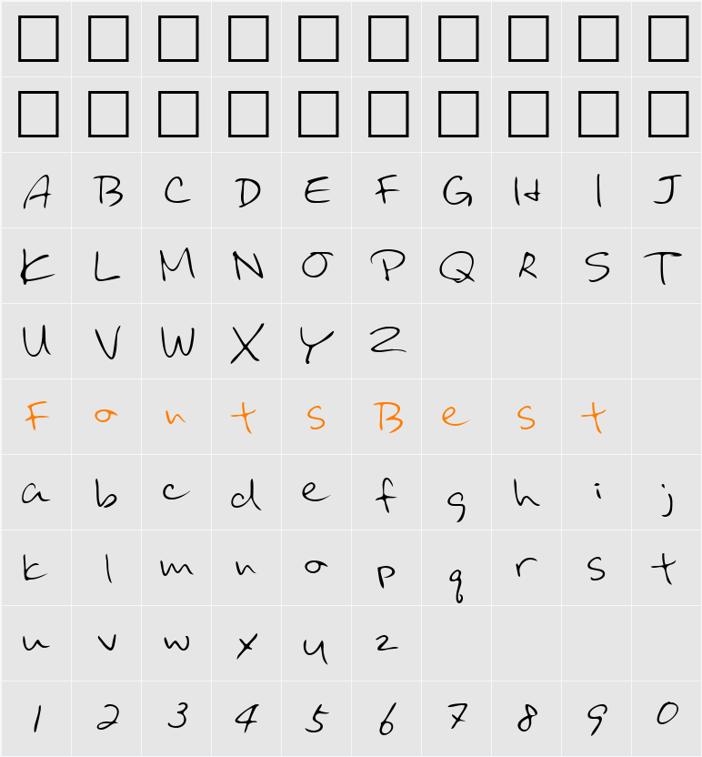 LEHN031 Character Map