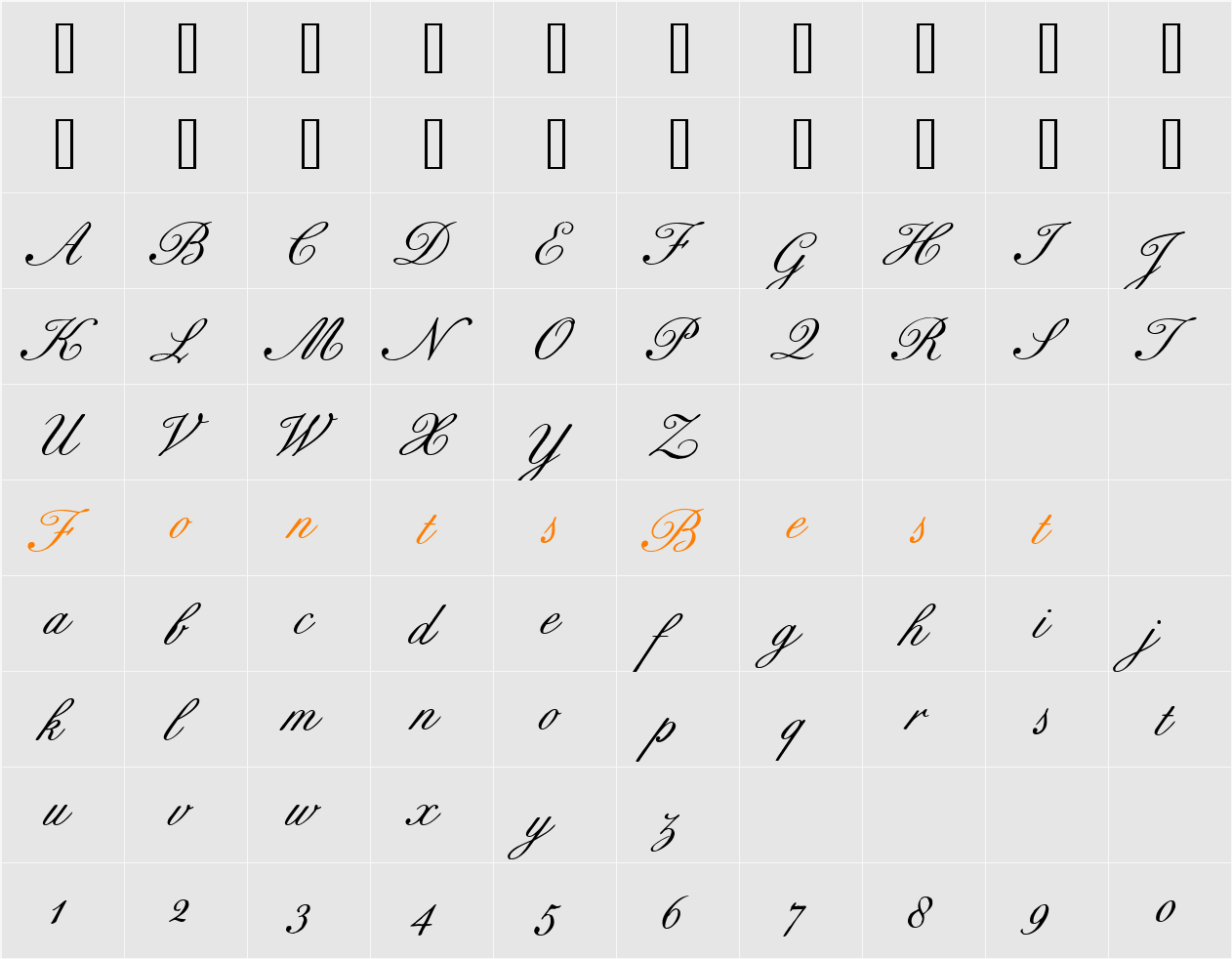 Bix Antique Script Hmk Character Map