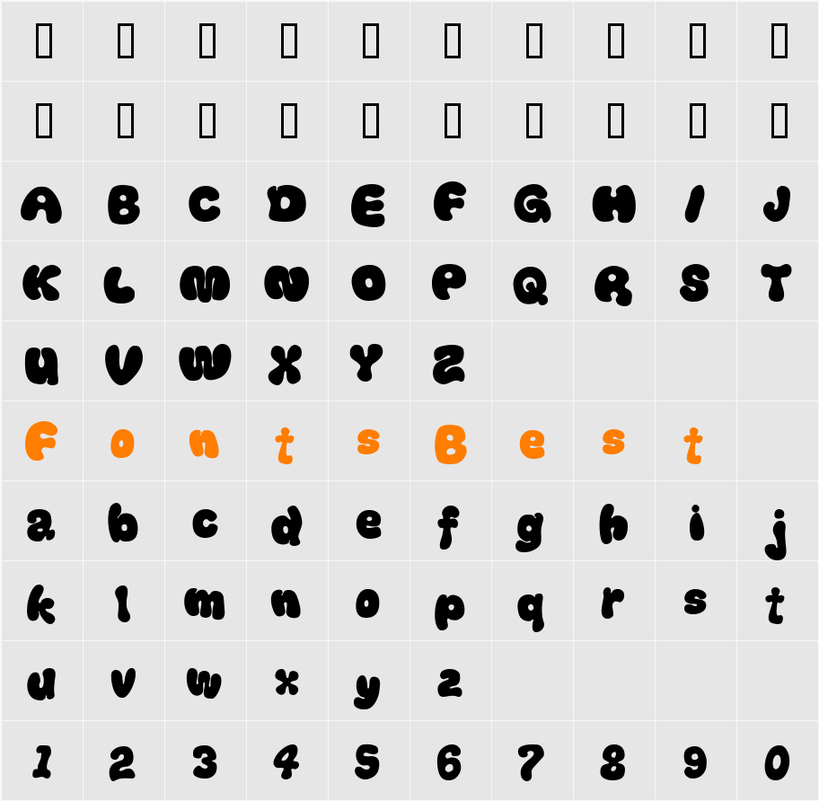 Thickhead Character Map