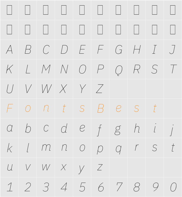 IBM Plex Sans Thin Character Map