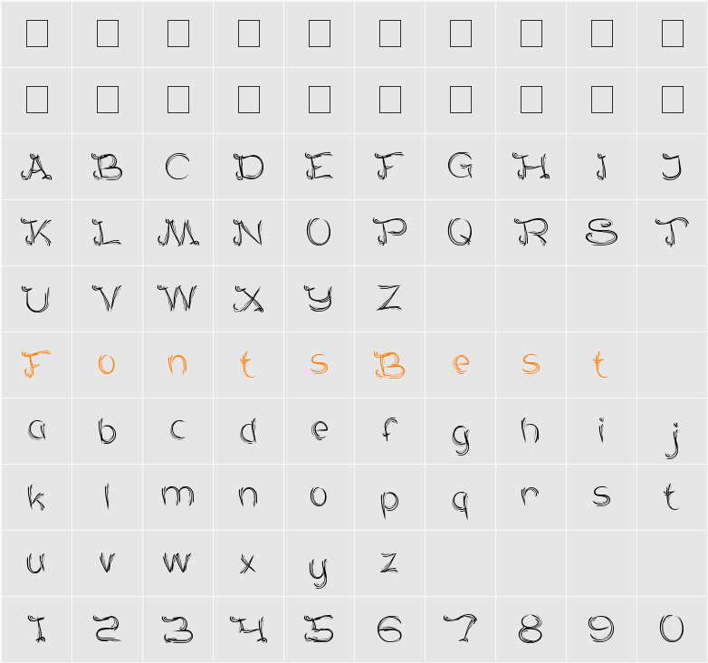 SERAT KAYU Character Map
