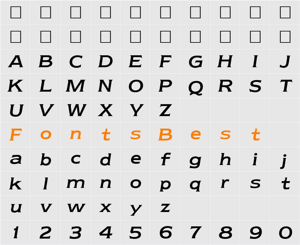 Newtext Reglr Character Map
