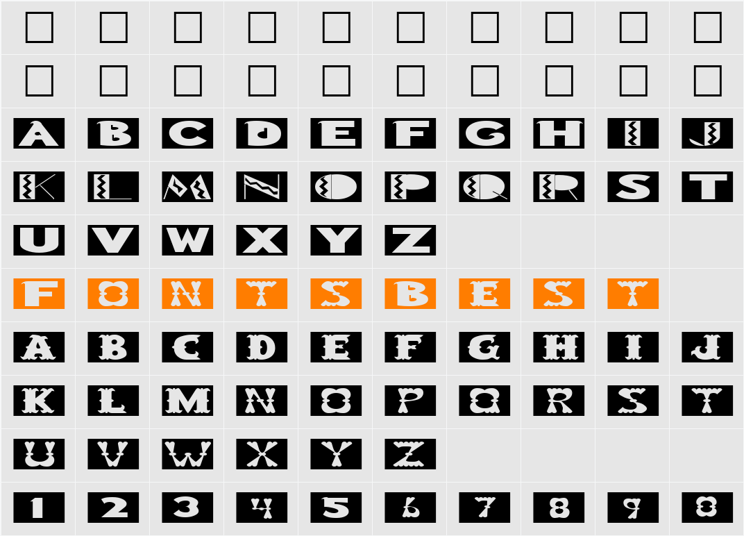 FZ BORDERS 15 EX Character Map