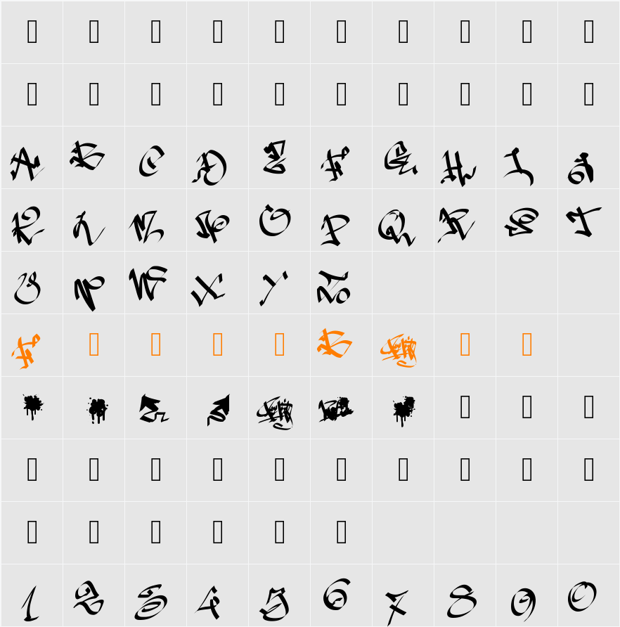 PWGraffiti Character Map