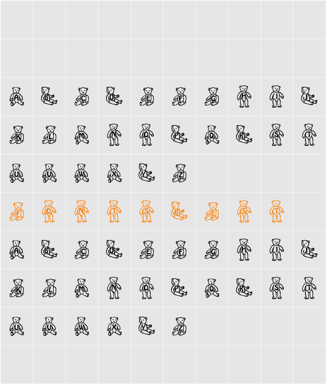 Sassys Teddys 1 Character Map