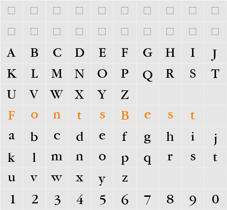 ITCGaramond-Book Character Map
