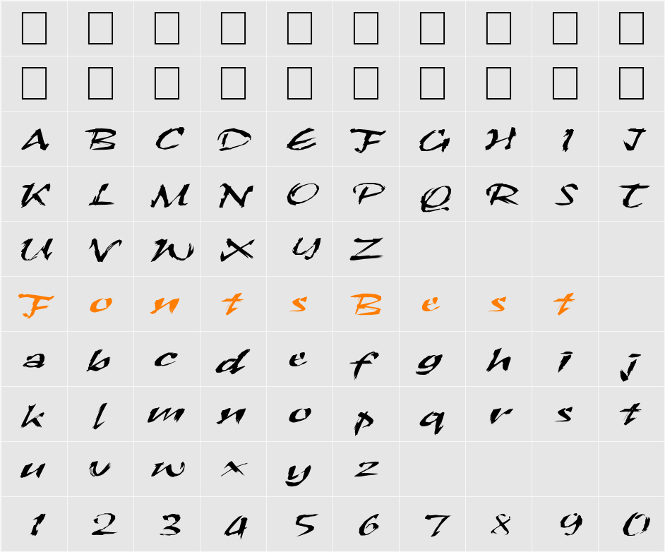 FZ HAND 26 EX Character Map
