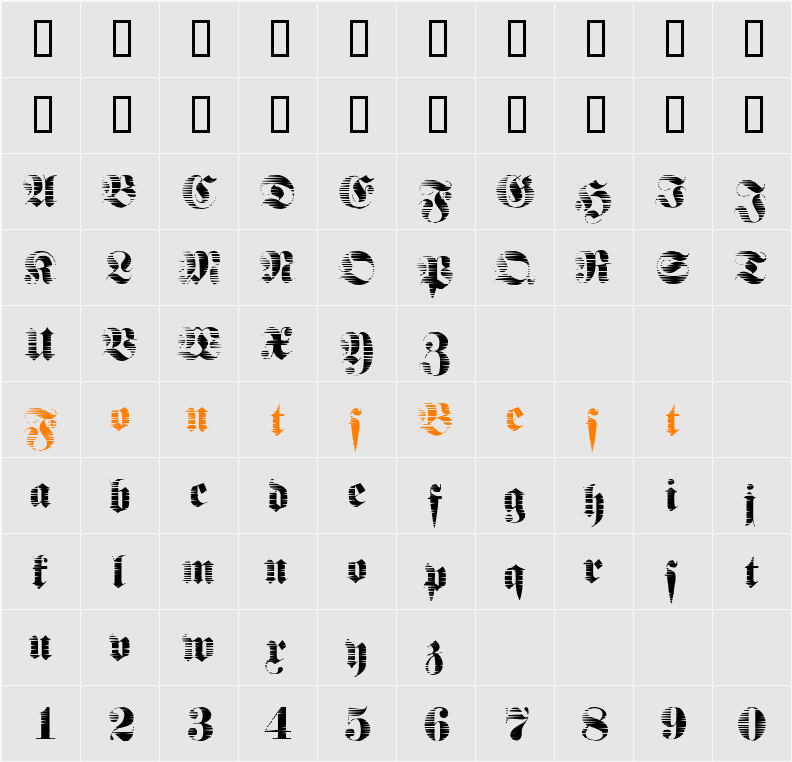FrakturSawmill Character Map