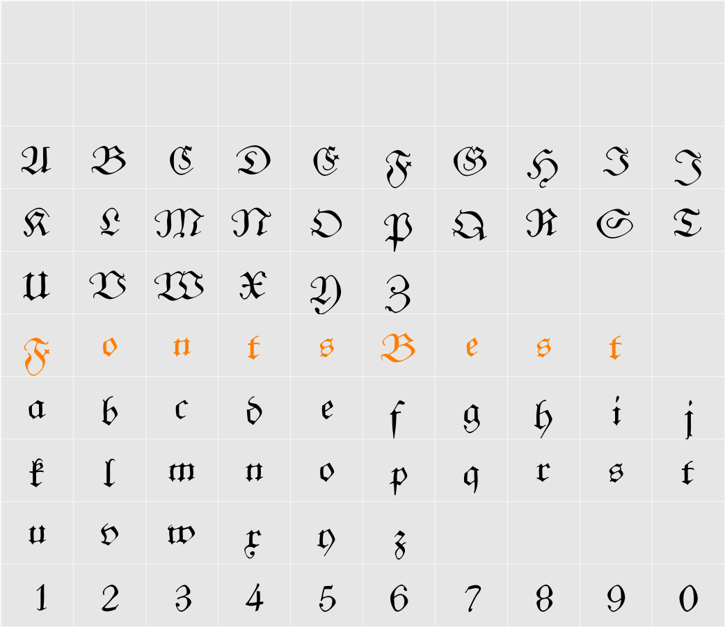FrungturaFS Character Map