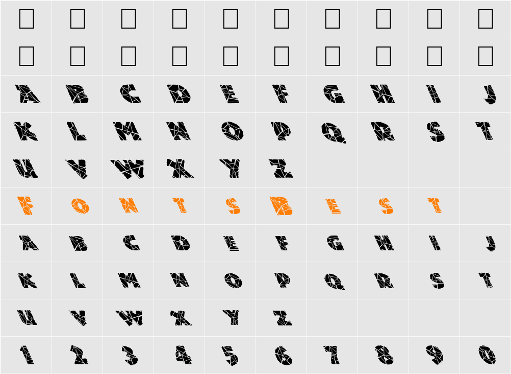 FZ JAZZY 24 CRACKED LEFTY Character Map