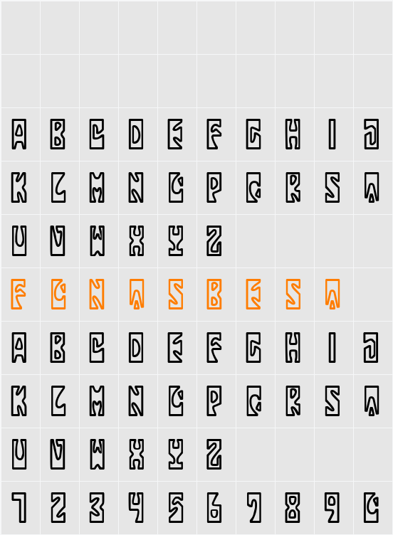 NothingInbetween Character Map